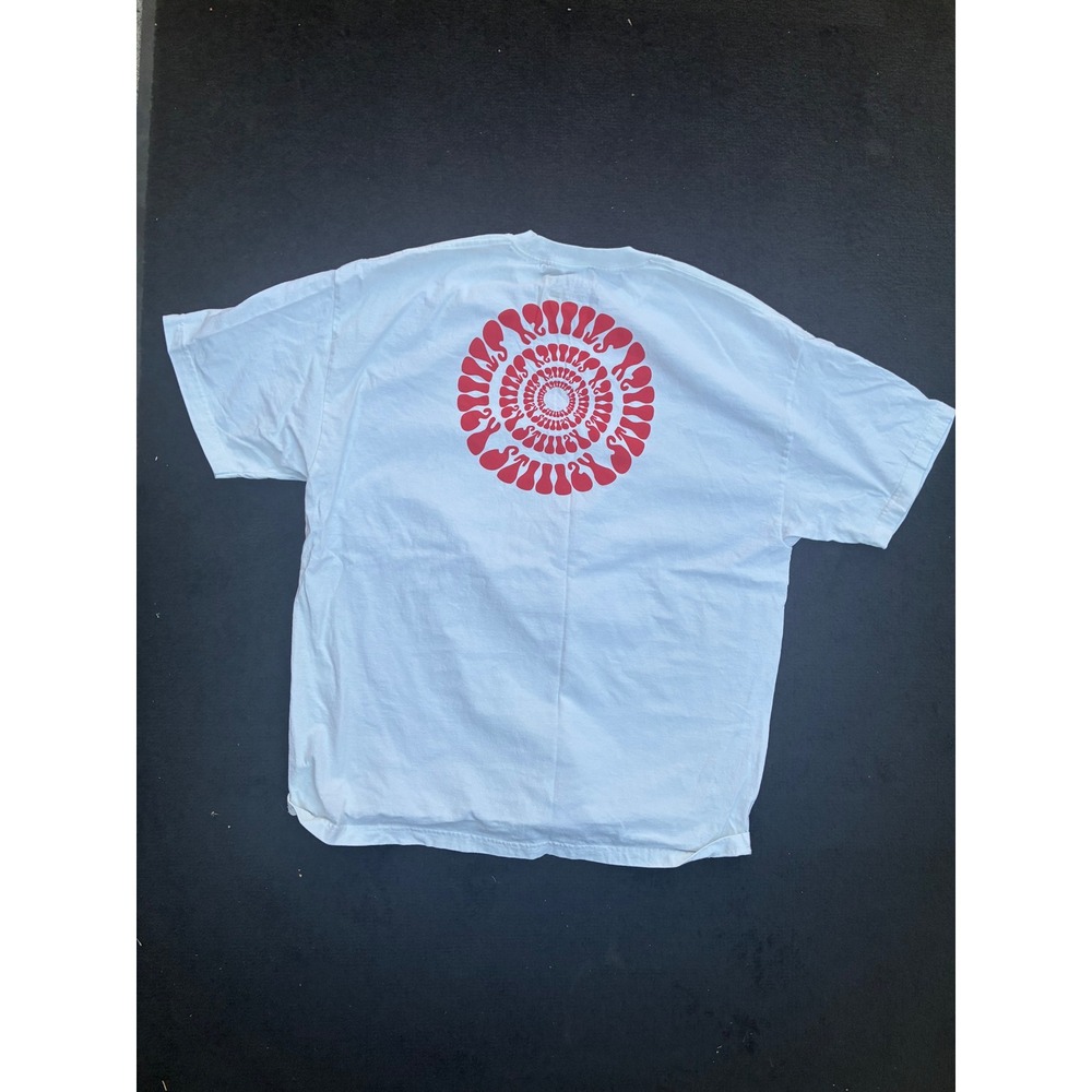 Stiiizy Mens Graphic T-Shirt White Red Psychedelic Spiral Logo 2XL Short Sleeve